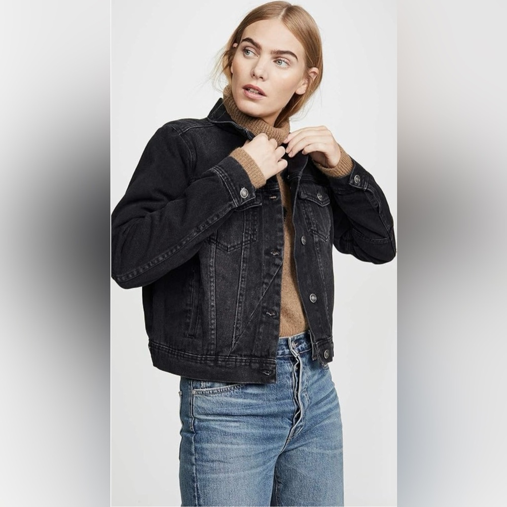 Free People Women's We The Free Rumors Black Denim Jacket